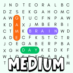 Medium Word Search Game - free online, 10×10 grid, 4 directions