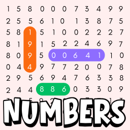 Numbers Word Search Game - free online, 10×10 digit grid